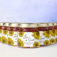 Yellow Sunflowers Love is Sweet Wedding Honey Jar Favors