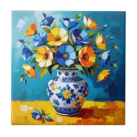 Beautiful Vase of Flowers  Ceramic Tile