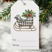 Christmas Sleigh Chic Black and White Plaid Gift Tags