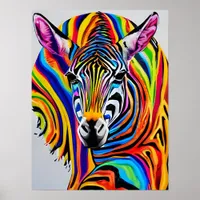 A colorful rainbow zebra poster