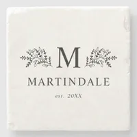 Modern Rustic Family Monogram Personalized Stone Coaster