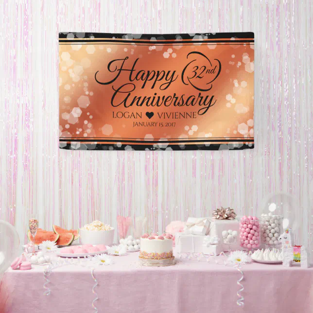 Elegant 32nd Bronze Wedding Anniversary Banner