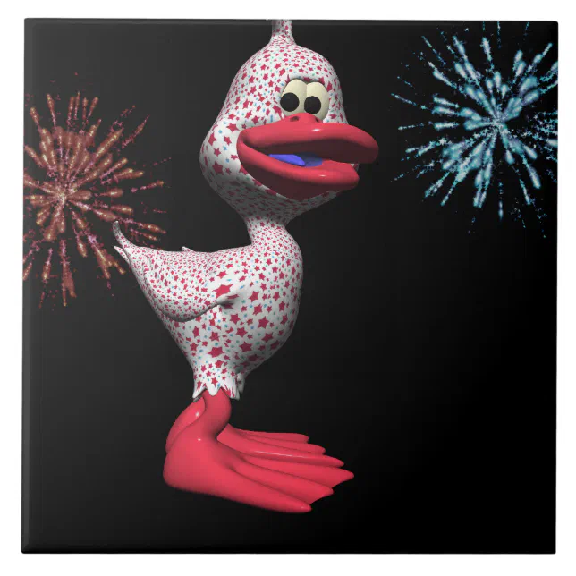 Cute Star Spangled Patriotic Duck Tile