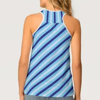 Bold Navy Blue And Turquoise Striped Tank Top