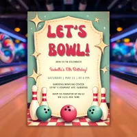 Retro 50s Bowling Birthday Party Invitation