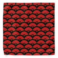 Red and Black Chinese Fans Japanese Sushi Chef Bandana