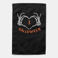 Slogan  Halloween. Heart Gesture Made Of Skeleton  Garden Flag