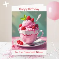 Raspberry Ice Cream Coloring Page Niece's Birthday Card