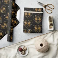 Dramatic and Elegant Gold Rose  Wrapping Paper