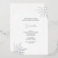 Elegant Snowflakes Winter Quinceañera Foil Invitation