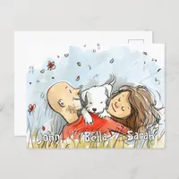 Couple with White Puppy Postcard