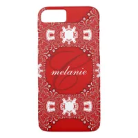 Red Hot & White Lace Monogram Custom iPhone 5 Case