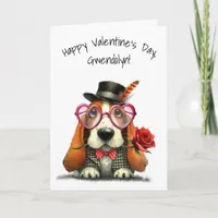 Cute Basset Hound Dog Happy Valentine's Day Card