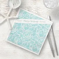 Teal Abstract Snowflake Pattern#10 ID1009 Paper Dinner Napkins