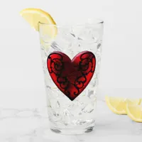 Filigree Goth Red Heart Glass