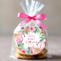 Tropical Flamingo Baby Shower Favor Sticker