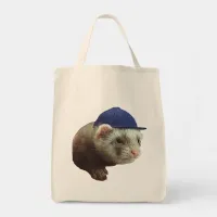 Ferret Wearing Hat Tote Bag