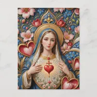 Sacred Heart of Mary Religious Postcard