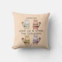 cute cats for cat lovers and coffee lovers throw pillow