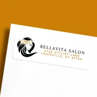 Simple Black Gold Hair Salon Logo Return Address Label