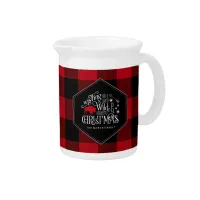 Wild Wonderful Christmas Red Buffalo Plaid ID604 Beverage Pitcher