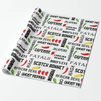 Chili Pepper Names Pattern | Jamaican Cooking Wrapping Paper