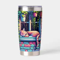 Sleepy Cat in Window Sill Ai Art Insulated Tumbler