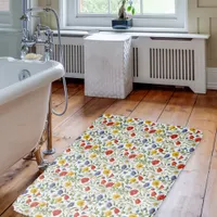 Colorful Floral Wildflower Pretty Modern Patterned Bath Mat