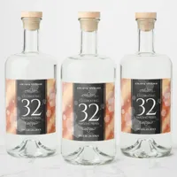 Elegant 32nd Bronze Wedding Anniversary Liquor Bottle Label