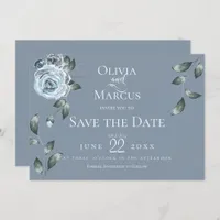 SAVE THE DATE | Watercolor Dusty Blue Floral Invitation