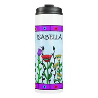 Personalized Butterfly and Flowers Pretty Art   Thermal Tumbler