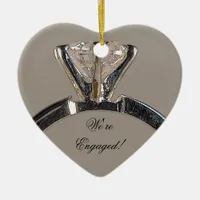 Diamond Engagement Ring on Gray Ceramic Ornament