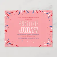 Let Freedom Shine Bright, Sparkling 4th of July Invitation Postcard