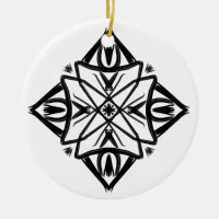 Black and White #7 Feathery Diamond Ceramic Ornament