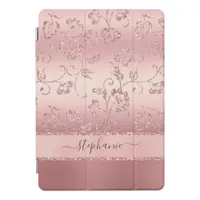 Rose Gold Blush Glam Glitter Chic Floral iPad Pro Cover