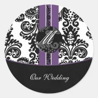 damask Wedding Monogram stickers