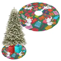 White Elephant Christmas Presents Green Background Brushed Polyester Tree Skirt