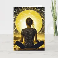 Woman Meditation Under the Moon Celestial Card