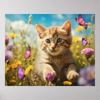 *~* Butterflies Flowers Kitty 5:4  Kitten Cat AP68 Poster