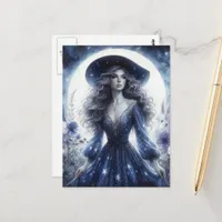 Witch and a Full Moon  Postcard