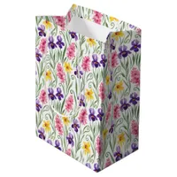 Daffodil Yellow, Iris Purple, Hyacinth Pink Floral Medium Gift Bag