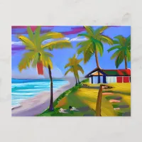 Person and Dog Laying by Beach | Vacation Postcard