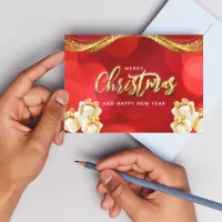 Red Gold Merry Christmas & New Year Greeting Card