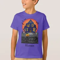 Spooky Haunted House Kids Halloween T-Shirt