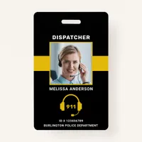 Thin Gold Line Custom Photo 911 Dispatcher ID Card Badge