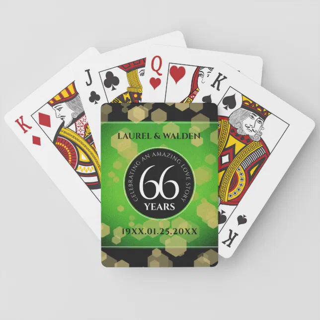 Elegant 66th Titanite Wedding Anniversary Poker Cards