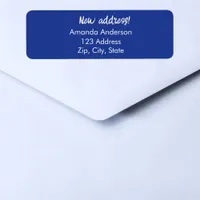 Navy blue We have moved new return address Label