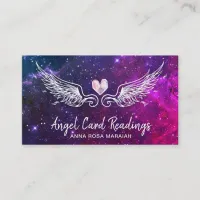 *~*  Crystal Heart Angel Wings Cosmic Stars Business Card