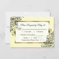 Black and Yellow Wedding RSVP card