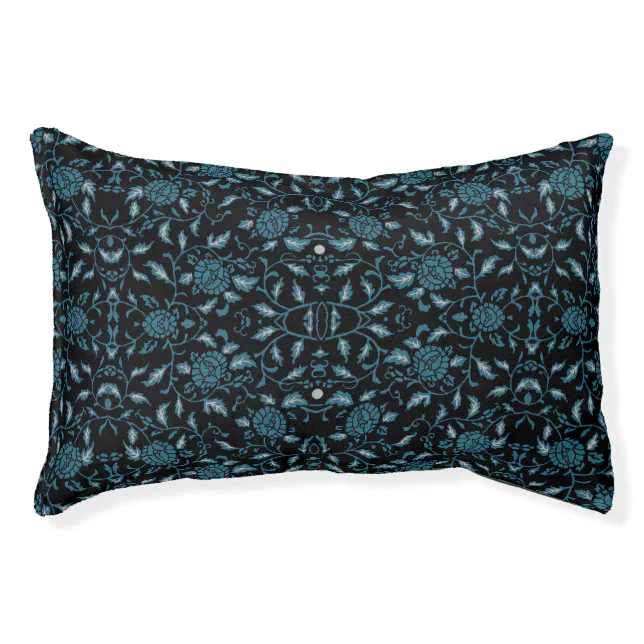 Elegant Flowery Black and Teal Damask